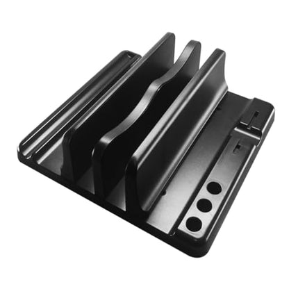 NOLITOY Vertical Laptop and Book Stand Desktop Organizer Rack with Dual Slots Black Space-Saving Holder for Office Reading and Document Display