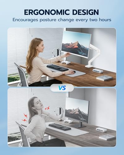 ARES WING Heavy Duty Single Monitor Arm - Fully Adjustable Monitor Mount for 17"-40" Ultrawide Screens up to 26.4 lbs with Clamp/Grommet Desk Mount, 75/100 Vesa Mount, White - color: White, style: Non USB