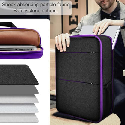Travel Laptop Backpack with Small Case for 15-16 inch Notebooks, Slim & Expandable Computer Bag for College Business Commute for Men and Women,Black-Purple - color: Black-purple
