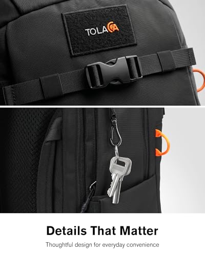 Tolaccea Travel Laptop Backpack 30L Carry On TSA Approved for Commute Trips | 100% RPET Recycled Fabric | EVA-cushioned Laptop Protection | TSA 180° Lay-flat Opening | Reinforced Stability Base Panel - color: Black
