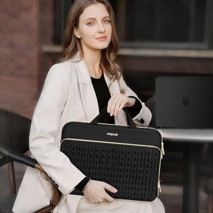 MOSISO Laptop Case 16 inch, 15-15.6 inch Laptop Sleeve, Black | Compatible with MacBook Pro 16 M5 M4 M3 M2 M1, HP Dell Acer Lenovo ASUS Notebook, Wheat Ear Quilted Bag with Handle&Pocket - color: Black, size: 16 inch