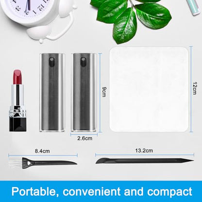 walrfid 2 Pack Computer Screen Cleaner, MacBook Screen Cleaner Spray and Wipe, Electronic Computer Laptop Cleaning Kit for iPad Pro, iPhone, Smartphone, Monitor, Car Display, Tablet, TV Screens, Grey - color: Grey, Grey