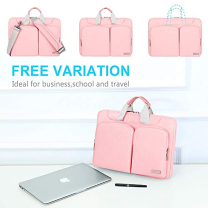 Lacdo 360° Protective Laptop Shoulder Bag for 13 inch MacBook Air M5 A3449 (2026), M4 A3240 2025, M3 A3113, M2 A2681, M1 A2337 A2179 A1932, 13 inch MacBook Neo A18 Pro A3404 (2026) Computer Bag, Pink - color: Pink, size: 13-13.3 Inches