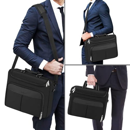 17-17.3 inch Laptop Briefcase with Reinforced Shoulder Strap | Waterproof Messenger Bag for Men Padded Handle, Business Travel Laptop Bag, Compatible with HP ZBook ThinkPad DELL Inspiron - size: 17"-17.3"