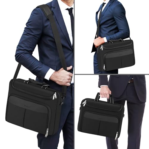 17-17.3 inch Laptop Briefcase with Reinforced Shoulder Strap | Waterproof Messenger Bag for Men Padded Handle, Business Travel Laptop Bag, Compatible with HP ZBook ThinkPad DELL Inspiron - size: 17"-17.3"