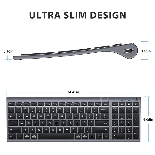 iClever BK10 Bluetooth Keyboard, Wireless Rechargeable Ultra-Slim Keyboard with Long Battery Life, Compatible with iOS, Android, Windows, Mac for iPad, Tablet, Laptop, PC, Phone (Gray Black) - color: gray black