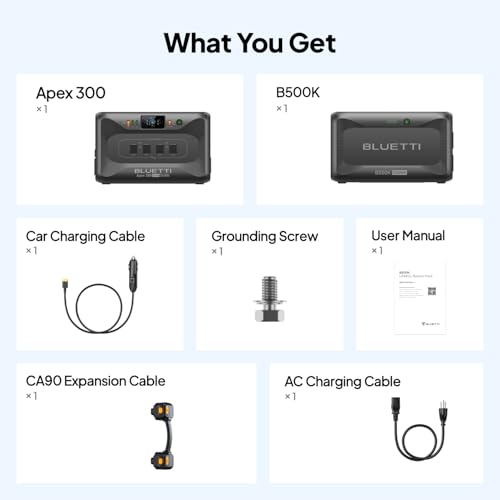 BLUETTI Apex 300 Portable Power Station & B500K Expansion Battery 7884.8Wh | Power Station LFP Backup with 6 3840W AC Outlets (7680W Surge), 120V/240V Dual Voltage Output, for Home, RV and Emergencies - style: BLUETTI Apex 300+B500K
