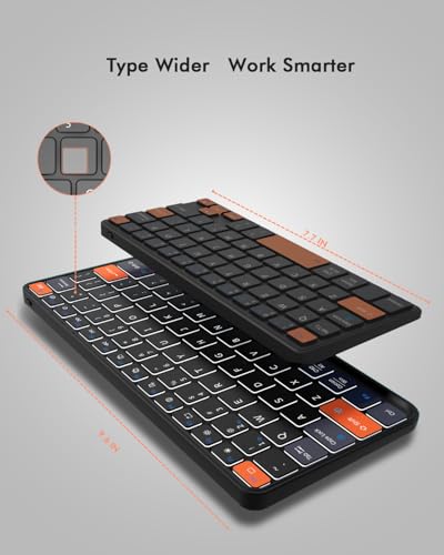Universal Travel Keyboard Plus, New Dual Bluetooth Portable Keypad with 7-Color Backlit & Any-Angle Stand, Wireless Tablet Keyboard for iPad/Z Fold/Galaxy Tabs/Phones, Keypad for iOS/Android/Windows