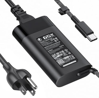 HP Laptop Charger USB C 65W/45W Type C Power Adapter for HP EliteBook Elite Spectre X360 X2 830 1030 1040 Envy 11 13 14 15 ProBook 430 G6 G7 G8 Chromebook Pavilion,10FT,With UK Power Cable