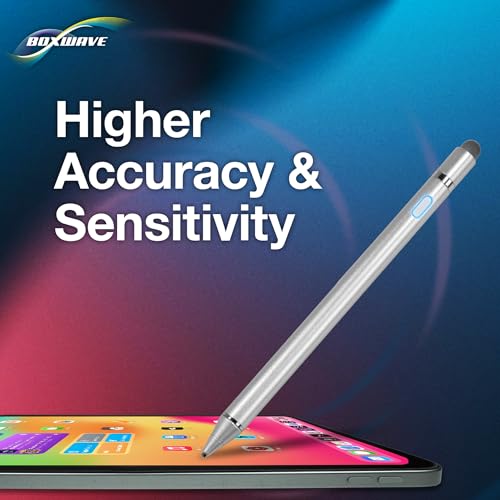 BoxWave Stylus Pen Compatible with Dell XPS 13 2-in-1 (9365) - AccuPoint Active Stylus, Electronic Stylus with Ultra Fine Tip - Metallic Silver