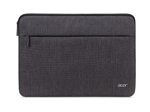 Acer Protective Laptop Sleeve | Up to 15.6" Notebook | Easy Access Outside Zipper Pocket for Adapters, Mouse or Dongle | Gray - size: 15.6 inch