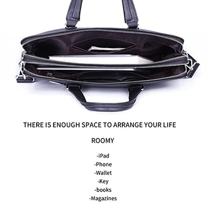 FSD.WG]Business Bag Leather Briefcase Shoulder Laptop Business Bag for Men - color: Black