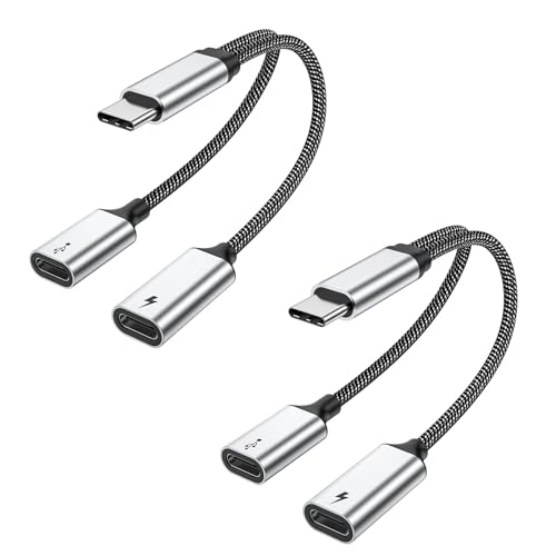 MOGOOD USB C Splitter - Double USB C Port Adapter for Mac, Xbox One, PS5, Laptop - color: Silver, size: 2pack
