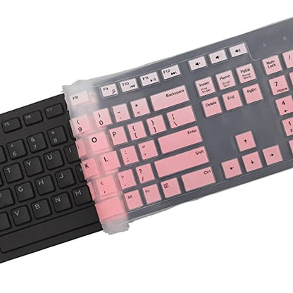Keyboard Cover Skin for Dell KM636 KB216 KB216t KB216d KB216p Wired & Wireless Keyboard, Dell Optiplex 5250 3050 3240 5460 7450 7050, Dell Inspiron Desktop 24" 27" 5400 5490 7700 7790 3475 3670 3477 - color: Gradual Pink