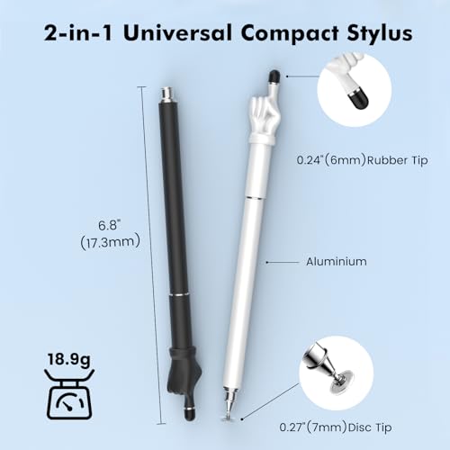 MEKO Stylus Pen for Touchscreen, 2-in-1 Stylus | 2-in-1 Fingertip Design,High Sensitivity,Work for iPhone iPad Android Tablets Switch All Touch Screens (Black/White)