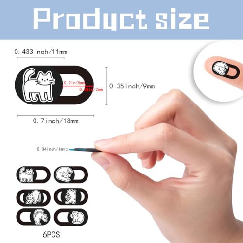 6Pcs 6 Styles Cat Camera Cover Slide Cute Laptop Accessories 0.04 Inch Ultra Thin Phone Computer Webcam Cover Slide Camera Privacy Blocker for Laptop Desktop Computer Notebook Mini PC - color: White Cat