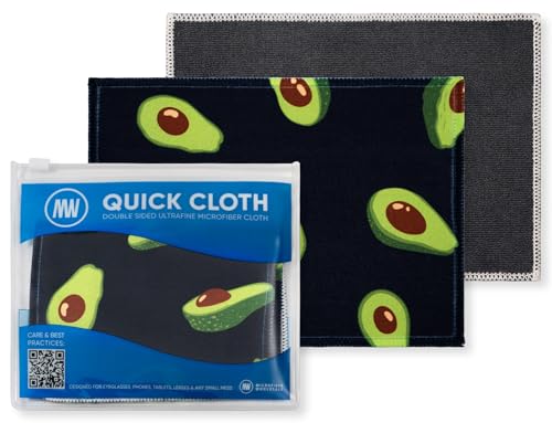 Microfiber Wholesale Quick Cloth Glasses Cleaning Cloths 5x7 Avocado 2-Pack | with Case | Double-Sided Lens Cleaner for Eyeglasses, Camera, Screens & Glass | Reusable Microfiber Glass Polishing Cloths - color: Avocado, size: 5"x7"