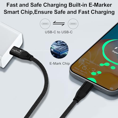 Twozoh USB C to USB C 3.2 Gen 2 Cable 20Gbps Data Transfer 100W PD Fast Charging 4K Video Output Monitor Cord (1.6FT, Black) 2-Pack - size: 1.6FT, style: 2 Pack Black