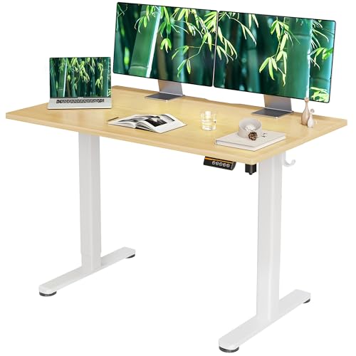 Claiks Electric Height Adjustable Standing Desk, 48x24 Inch, Bamboo | Smooth Height Adjustment, 4 Memory Presets, Cable Management Hub&Hook, Stable Steel Frame, 176lbs Capacity, Easy Assembly - color: Bamboo, size: 48