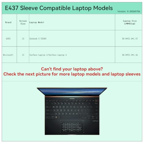 Smatree Elite Laptop Sleeve for 13.9 inch ASUS Zenbook S UX393/Microsoft | for 13.9 inch ASUS Zenbook S UX393,for 13.5 inch Microsoft Surface 5/4,Laptop Sleeve with Pocket,YKK Zipper(E437) - size: 13 inch/E437/Size: 32.0*23.2cm