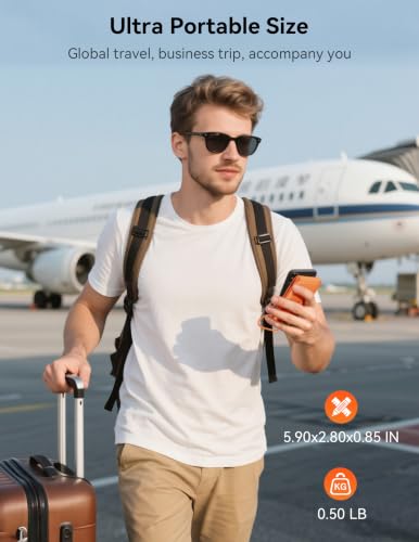 Portable Charger 10000mAh 20W, Wall Plug, 2 Cables, iWatch Charging | Digital Display, Compact Lightweight, USB C Fast Charge, USB-A 18W, Multi Protection, Travel Essential, for iPhone 17 16, Pad - color: Vitality Orange