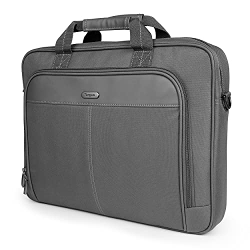 Targus 15-16 Inch Classic Slim Laptop Bag, Gray - Ergonomic Briefcase and Messenger Bag - Spacious Foam Padded Laptop Bag for 16" Laptops and Under (TCT027US) - color: Gray, size: 16 inch