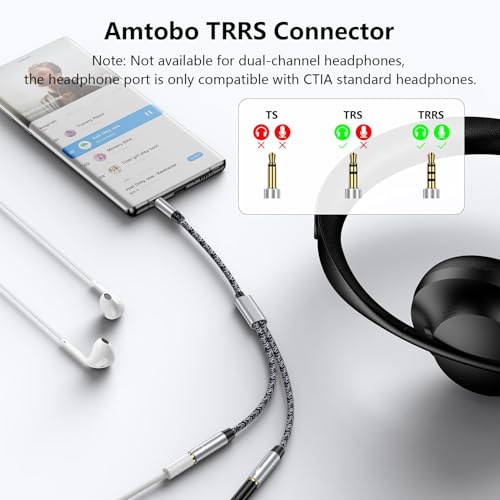 Headphone Mic Splitter [10in], 3.5mm 2 TRS Female to 1 TRRS Male Mic and Audio Y Splitter Extension Cable Headset Adapter Cable Braided for New Version Laptop/Xbox/Tablets/PS4/PS5/PC Gaming Headsets
