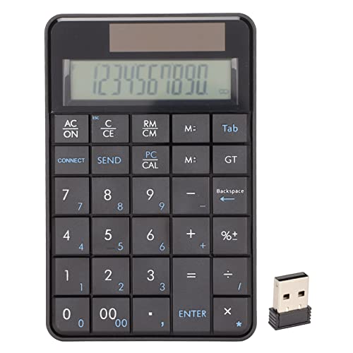Focket Number Pad, 2.4GHz Wireless Numeric Keypad, Solar Powered Ergonomic 29 Keys USB Number Pad with Plug and Play Portable Design for Laptop PC Desktop Computer