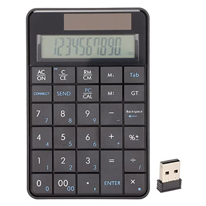 Focket Number Pad, 2.4GHz Wireless Numeric Keypad, Solar Powered Ergonomic 29 Keys USB Number Pad with Plug and Play Portable Design for Laptop PC Desktop Computer