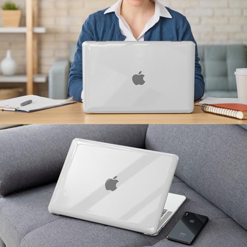 Fintie Case for MacBook Air 13 Inch A2337/A2179/A1932, Crystal Clear | Air 13.3'', 2018-2022, M1, Snap-On Shell Cover, Full Port Access, Easy On/Off, Lightweight - color: Crystal Clear