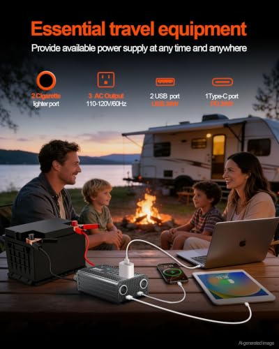 1000W Power Inverter for Vehicles, 12V DC to 110/120V AC Car Inverter with 3 AC Outlets, USB 24W/ PD 30W Fast Charger. (1000w-black) - color: 1000w-black