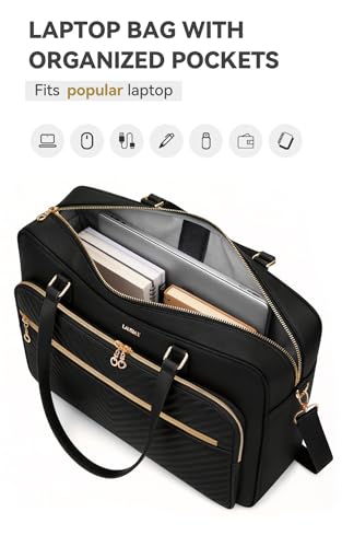 Laptop Bag Case 15.6 16 inch for Women Men Tote Bag Briefcase Compatible with HP Envy Pavilion, Dell XPS Inspiron, ASUS VivoBook, Acer, Surface, Messenger Shoulder Bag with Handle, Black - color: Black, size: 15.6 inch