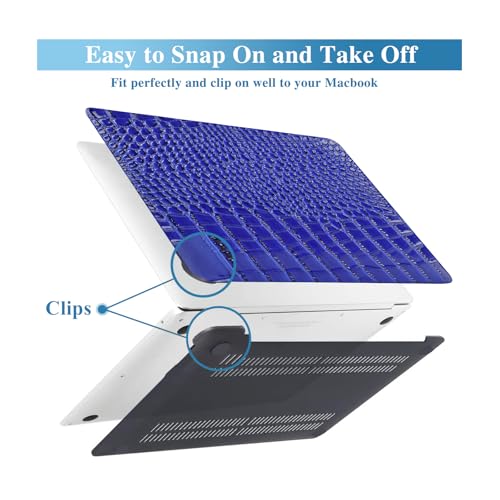 Crocodile Case for MacBook Air 13 inch 2026 M5, 2022-2025 M4/M3/M2 | Model A3449 A3240 A3113 A2681, Texture Crocodile Aligator Skin Snakeskin PU Leather Hardshell & Keyboard Cover, Sapphire Blue - color: # Sapphire Blue Crocodile