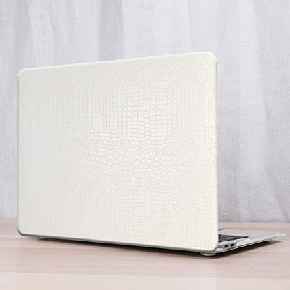 DTangLsm for MacBook Pro 13 inch Case 2025-2016 M2 M1 A2338 A2289 A2251 A2159 A1989 A1706 A1708, Crocodile Skin Alligator PU Leather Hard Shell Cover for MacBook Pro 2020 Case+Keyboard Cover, White - color: A30-Crocodile White