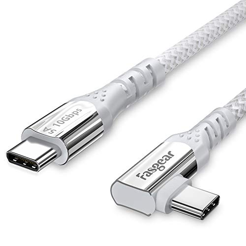 Fasgear 100W USB C to Type C 90 Degree Cable, 3ft, Grey | USB 3.1 Gen 2 10Gbps Data, 5A PD, E-Marker, Compatible with Link,VR Headset, PD Docking Station, HHD, Mac-Book, 4K Displays - color: 1 Pack Grey, size: 3ft