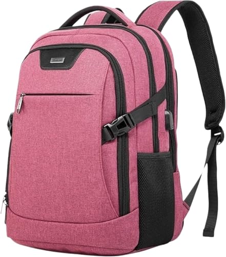 Unisex Laptop Business Backpack Men Work Bag Women Slim Backpack with USB Charging Port Travel Daypack College Rucksack Work for Men fits 15.6 Inch Notebook Black