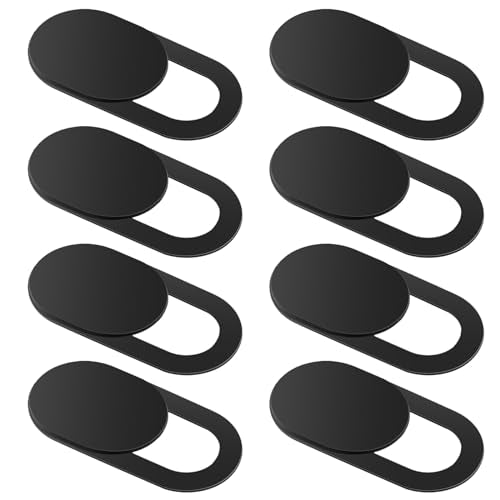Amabro 8PCS Webcam Cover Slide, Thin Phone Camera Cover Laptop Computer Camera Cover Slide Blocker Slider Lens Cover Protector Protect Privacy Security Fits Desktop PC Tablet Pad(Black) - color: Black