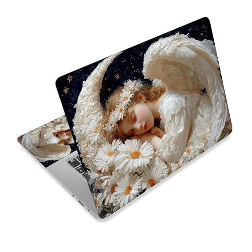 Universal Laptop Skin Sticker Decal,15.6 Inch Laptop Vinyl Cover for 13" 14" 15.6" Laptop,Scratch-Resistant Waterproof Protector Wrap,Reusable with Wrist Pads,Sleeping Angels with Daisies - color: Sleeping Angels with Daisies