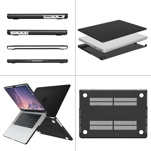 MOSISO Compatible with MacBook Pro 16 inch Case M5 M4 M3 M2 M1 2026-2021 | A3429 A3428 A3403 A3186 A2991 A2780 A2485, Protective Hard Shell Case&Keyboard Cover&Screen Film&Pouch, Black - color: Black