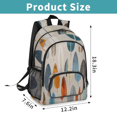 Ethnic Feathers Large Backpack for Women and Men Waterproof Travel Laptop Backpack Lightweight Business Work Daypack Fits 17 Inch Computer - color: Multicolor 5