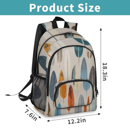Ethnic Feathers Large Backpack for Women and Men Waterproof Travel Laptop Backpack Lightweight Business Work Daypack Fits 17 Inch Computer - color: Multicolor 5