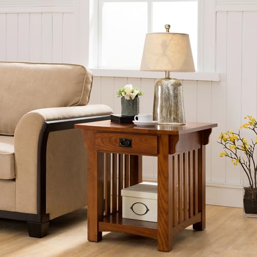 Leick Home Mission End Table, 22", Medium Oak - color: Medium Oak