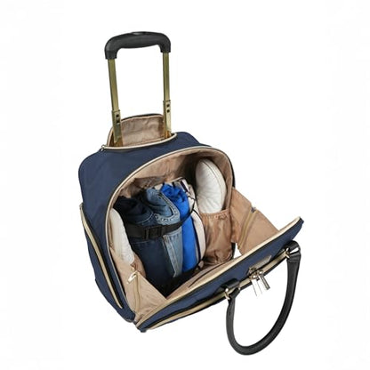 Kenneth Cole REACTION Chelsea Chevron Quilted Luggage, Navy, Underseater, 17-Inch Carry On - color: Navy, size: 17-Inch Underseater