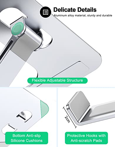 RIWUCT Foldable Aluminum Alloy Laptop Stand for Desk, Height Adjustable Ergonomic Computer Stand for Laptop, Portable Laptop Riser Holder Printer Stand Compatible with MacBook Pro Air/HP/Dell 10-16" - color: Silver