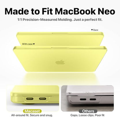 Macaset for MacBook Neo Case 13 inch 2026 A3404 - Citrus Clear | Scratch & Fingerprint Resistant | Perfect Fit | 100% Match Official Color | Matte Hard Shell Yellow Cover - color: Citrus Clear