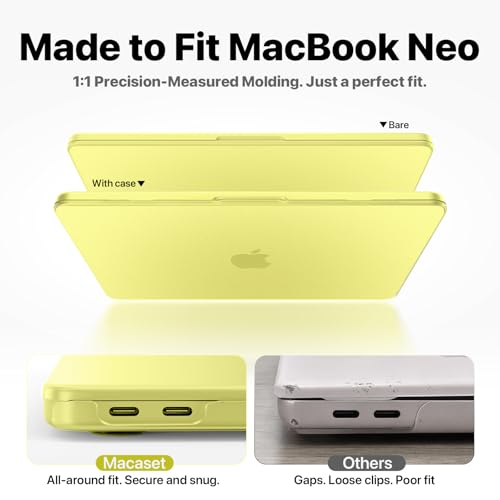 Macaset for MacBook Neo Case 13 inch 2026 (A18 Pro, Model A3404) - Citrus | Scratch & Fingerprint | ResistantPrecision 1:1 Fit | True-to-Original Color | Matte Hard Shell, Yellow Cover - color: Citrus Clear