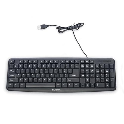 Verbatim Slimline Wired Keyboard USB Plug-and-Play Numeric Keypad Adjustable Tilt Legs Corded Full-Size Computer Keyboard Compatible with PC, Laptop - Frustration Free Packaging Black 99201 - style: Wired Keyboard