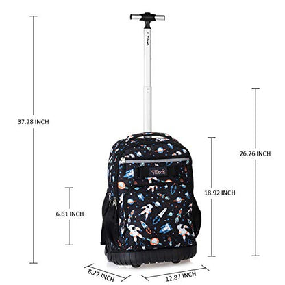 Tilami Rolling Backpack 18 inch Wheeled Laptop Backpack School College Student Travel Trip Boys and Girls, Astronaut - color: Astronaut Black