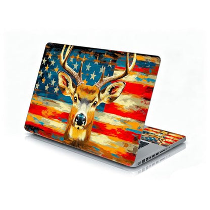 Universal Laptop Skin Sticker Decal, 12"-15.6" Aesthetic Vinyl Wrap, American Flag Deer Waterproof Notebook Cover Art Protector for MacBook HP Dell Lenovo, Fits 13" 14" 15" 15.6" - color: American Flag Deer
