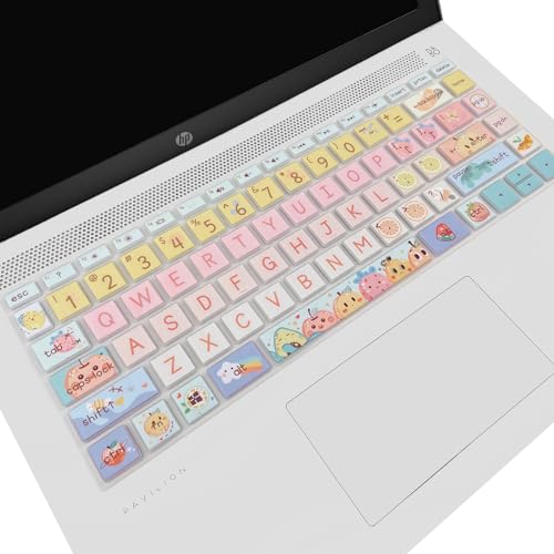 Keyboard Cover for HP 14" Laptop 2020 2019 2018,HP Pavilion x360 14M-BA 14M-CD 14M-DH 14-BA 14-BF 14-cm 14-CF 14-DF 14-DK 14-DS 14-DQ Series 14 Inch Protective Skin,Cute Fruits - color: Cute Fruits